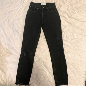 Abercrombie High Rise Mom Jean size 23(000), distressed black wash